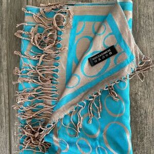 Blue and Tan Cashmere Scarf